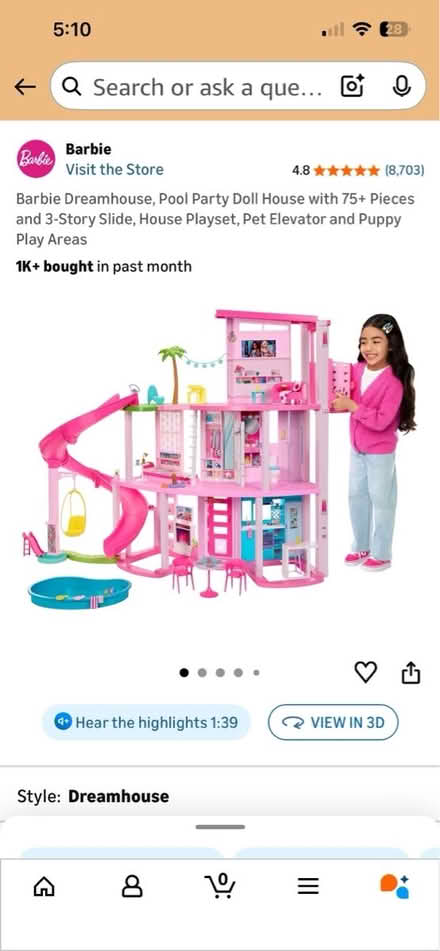 Photo of free Barbie Dream House with slide/pool (San Anselmo) #4