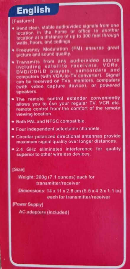 Photo of free Wireless audio/video sender (Barlborough, S43) #3