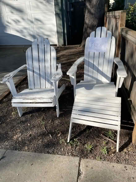 Photo of free 2 Wooden Adirondack chairs (Palm area in Redwood City) #1