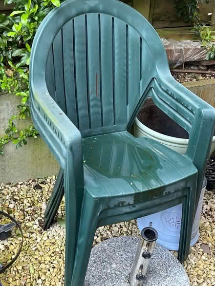 Photo of free 3 Green plastic garden chairs (Shenley WD7) #3