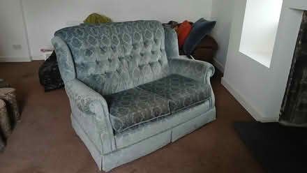 Photo of free 2-seater sofa, duck-egg blue (Newburgh KY14) #1