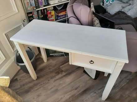 Photo of free White wood desk with drawer (Ibrox G51) #1