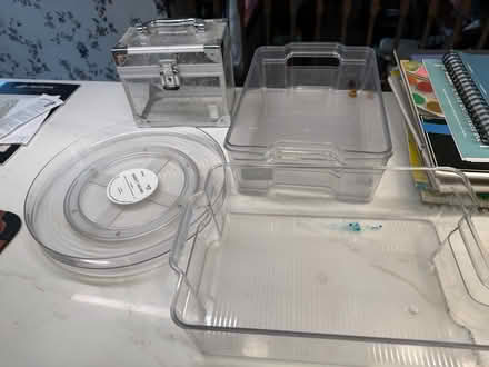 Photo of free Several clear plastic small bins (Downers Grove) #1