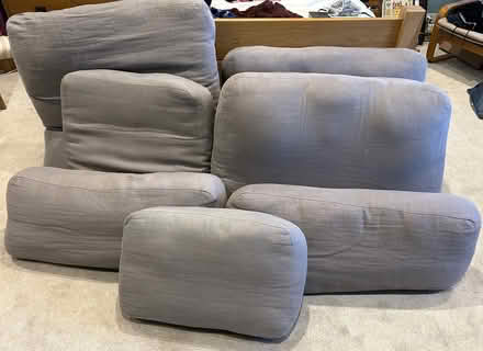 Photo of free 7 large settee type cushions (Wavertree. Liverpool) #1
