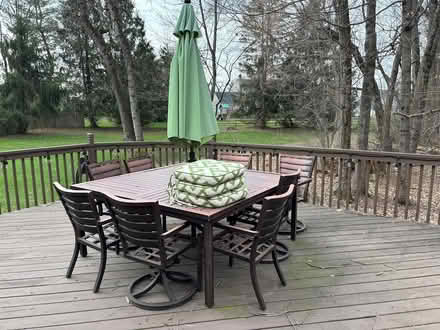 Photo of free Outdoor table, chairs, umbrella (Lower Makefield, PA) #1