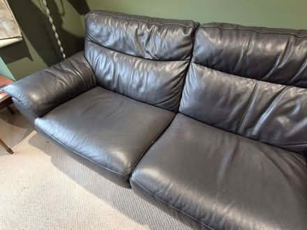 Photo of free 3 seater dark grey leather sofa (Southbrook NN11) #4