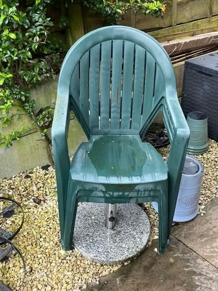 Photo of free 3 Green plastic garden chairs (Shenley WD7) #2