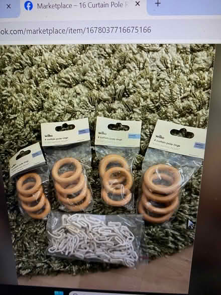 Photo of free 16 Curtain Pole Rings + Bag of Curtain Hooks (BD6) #1