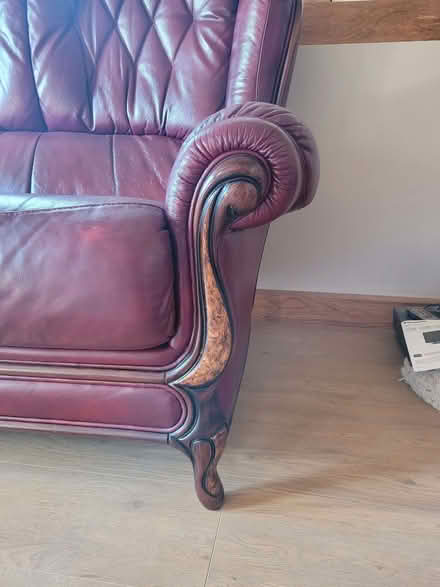 Photo of free Red leather sofa and armchair (Pembridge HR6) #4