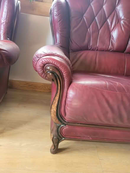 Photo of free Red leather sofa and armchair (Pembridge HR6) #3