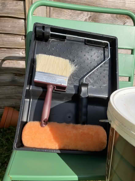 Photo of free Fence paint, tray, roller and brush. (Weston-super-Mare BS23) #2