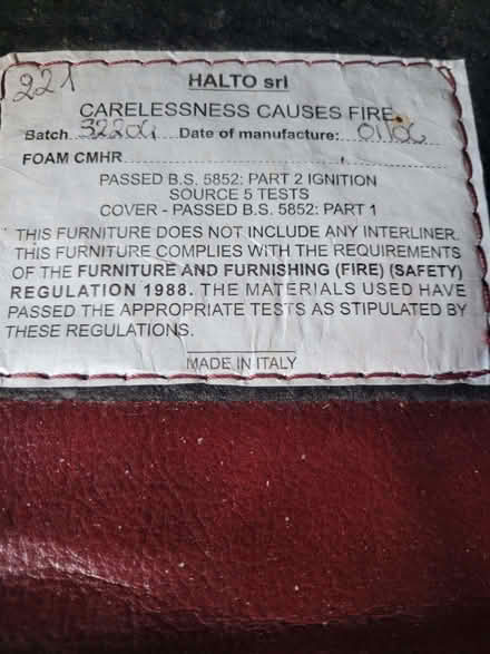 Photo of free Red leather sofa and armchair (Pembridge HR6) #2