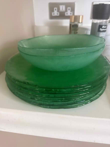 Photo of free Green glass plates and bowls (Rathgar) #1