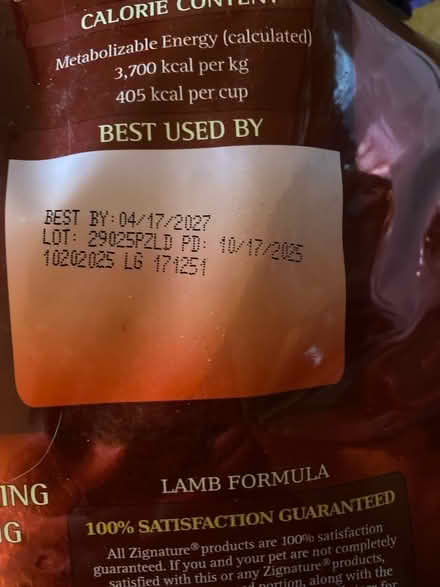 Photo of free Zigniture dog food (Montebello) #2