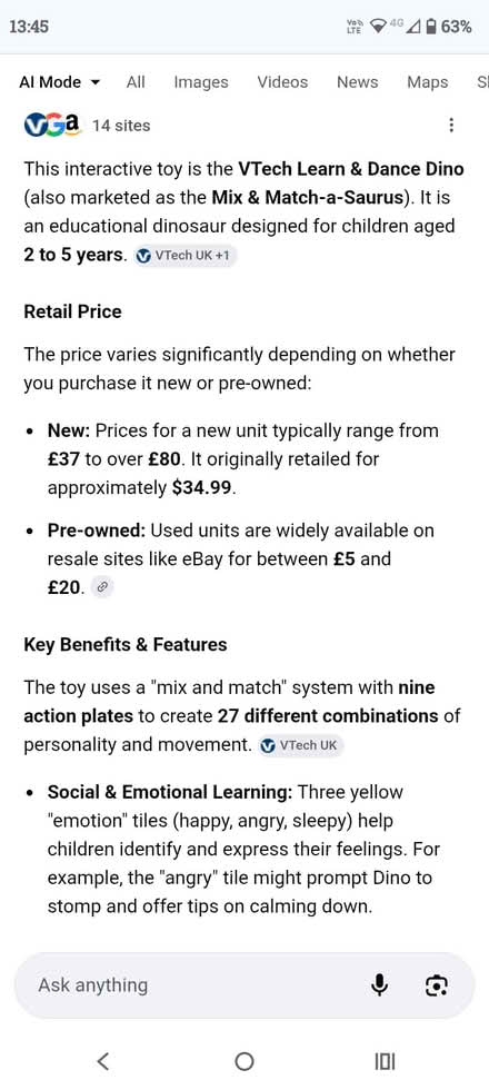 Photo of free VTech Learn & Dance Dino 7plates (Richmond TW9) #3