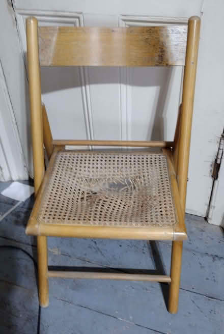 Photo of free folding chair, rattan seat needs fixing (West Marina TN38) #1