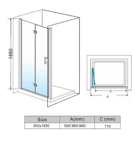 Photo of free New bifold frameless shower door for 900mm tray (New Ash Green DA3) #2