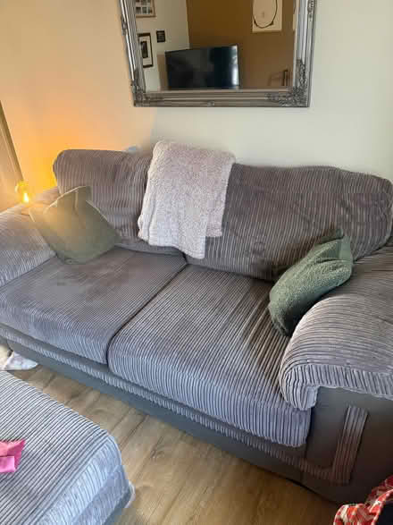 Photo of free Grey sofa, foot stall with storage and cuddle chair (Quedgeley GL4) #3