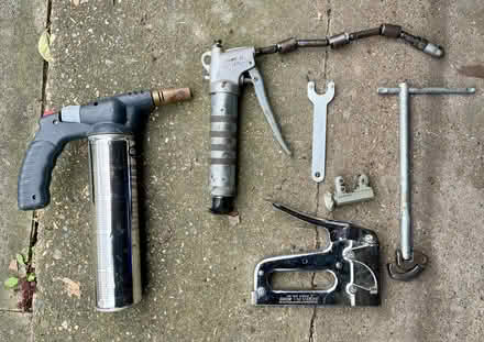 Photo of free Assorted tools: blowtorch, grease gun, stapler, etc. (Maida Vale W9) #1