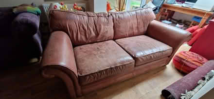 Photo of free 3 seater leather sofa (Fromefield BA11) #1