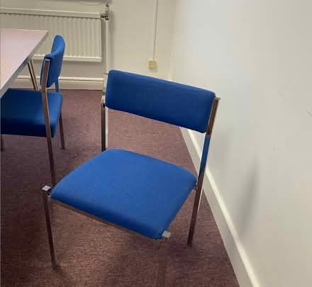 Photo of free Blue Square-Back Stackable Chairs (New England Quarter BN1) #1