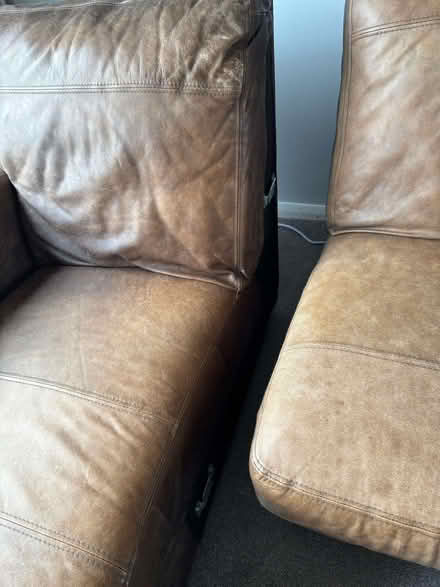Photo of free Brown leather 3 seater sofa with chaise long from DFS (Newton Longville MK17) #2