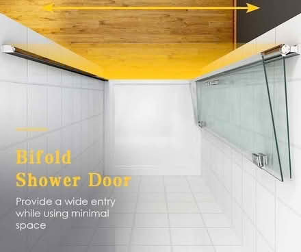 Photo of free New bifold frameless shower door for 900mm tray (New Ash Green DA3) #3