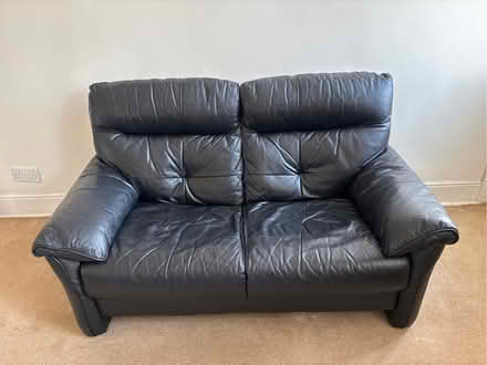 Photo of free Black two seater leather sofa (Stannington S6) #1