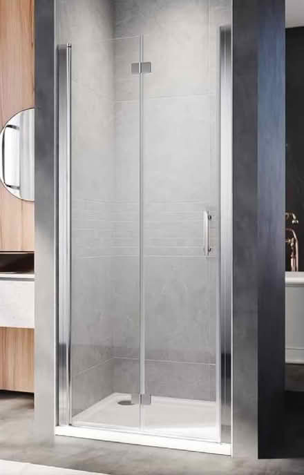 Photo of free New bifold frameless shower door for 900mm tray (New Ash Green DA3) #1