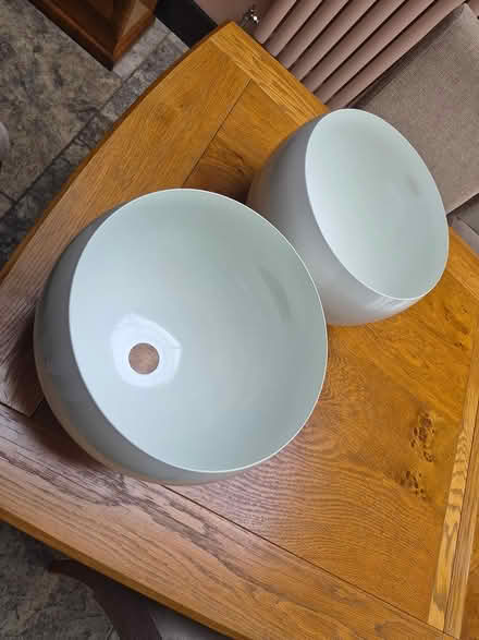 Photo of free Two white metal lampshades (Henley RG9) #2