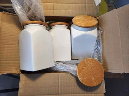Photo of free Storage Jars: White Square Ceramic (Walkergate NE6) #1