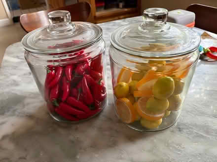 Photo of free Decorative glass jars (3) (Golden Way and Lincoln Way) #1