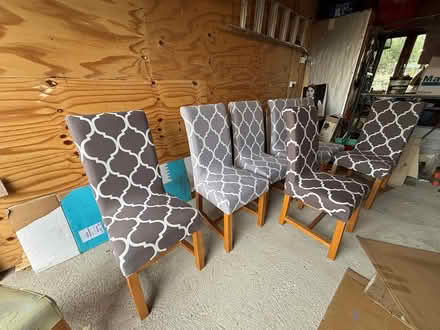 Photo of free 8 oak scroll back dining chairs (West Pennard BA6) #3