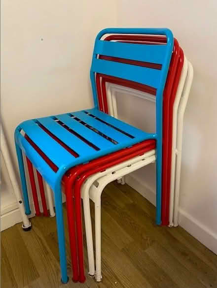 Photo of free White Metal Stackable Chairs (New England Quarter BN1) #1