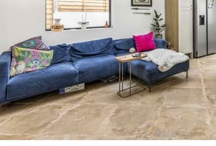 Photo of free L shaped blue velvet sofa (SW16) #1