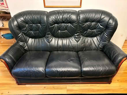 Photo of free Green leather three seater sofa (St James' Street BN2) #1