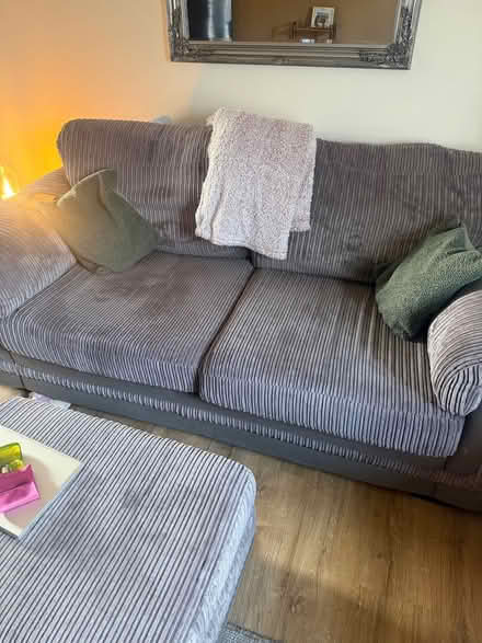 Photo of free Grey sofa, foot stall with storage and cuddle chair (Quedgeley GL4) #2