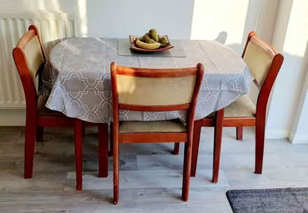 Photo of free Wooden drop leaf dining table with chairs (Billington LU7) #1