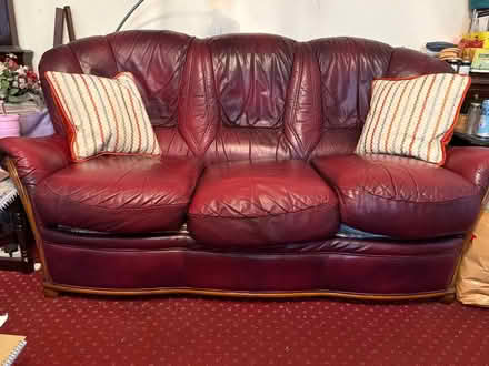 Photo of free Tan 3 piece genuine leather suite (Cippenham SL1) #3
