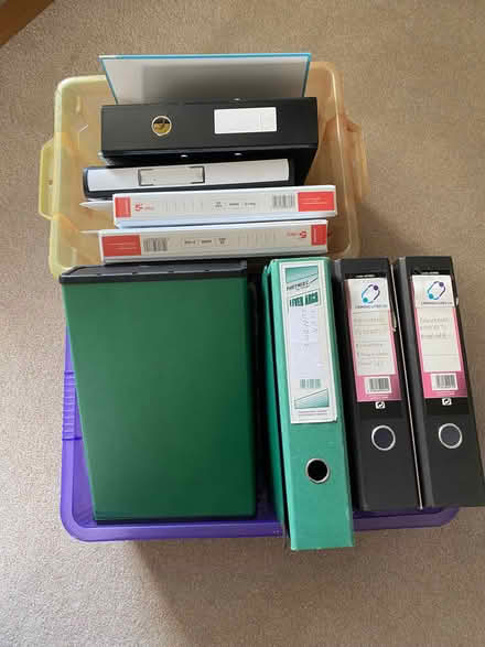 Photo of free Lever arch, ring folders and box folders (Woodley RG5) #1