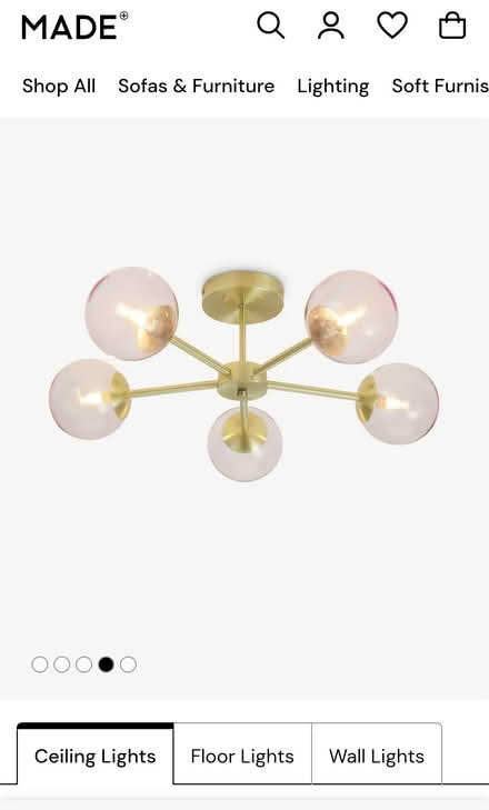 Photo of free Pink and gold ceiling light (Derby DE23) #1