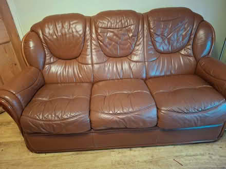 Photo of free 3 seater leather sofa (Belper DE56) #1