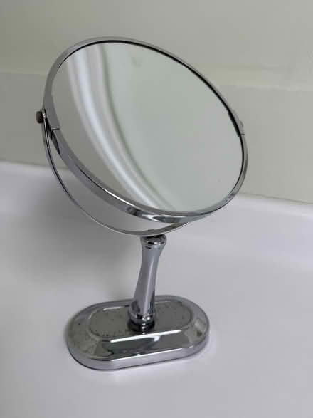 Photo of free 2-sided adjustable tabletop mirror (1075 Valencia Avenue) #1