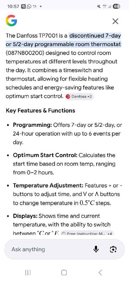 Photo of free Danfoss TP7001 thermostat (Ryhill WF4) #4