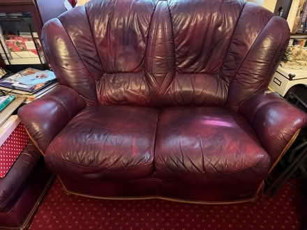 Photo of free Tan 3 piece genuine leather suite (Cippenham SL1) #1