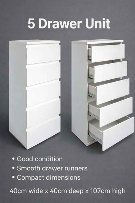 Photo of free White , drawer unit 40 x 40.cm., measurements on photograph (Burbage LE10) #1