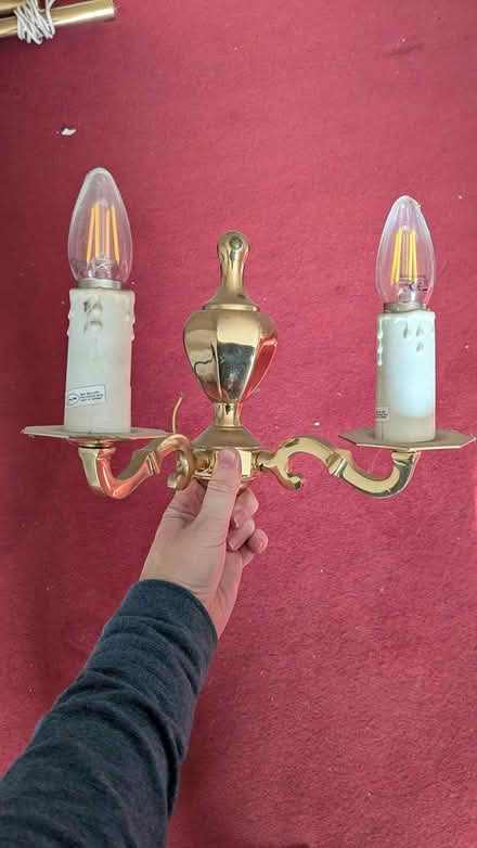 Photo of free Gold wall light with mock candles (Chinley SK23) #2