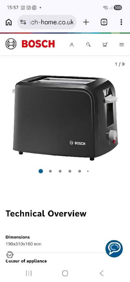 Photo of free Bosch black toaster (Oaklands nr Welwyn AL6) #4