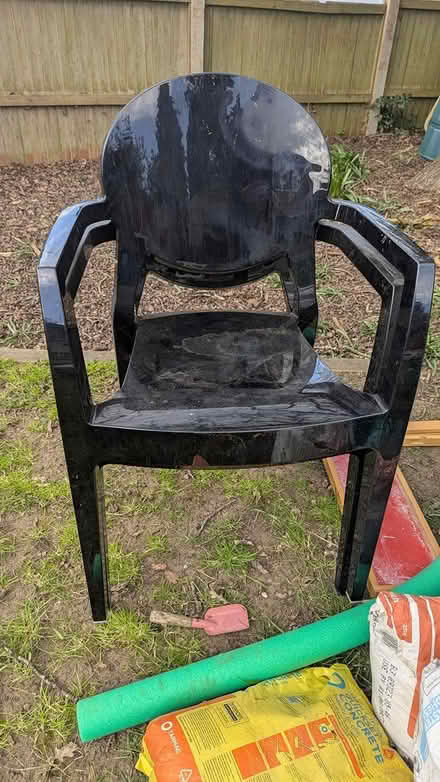 Photo of free 2 stackable black plastic chairs (Dukes ride LU7) #1