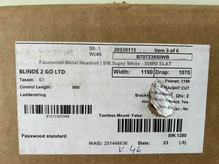 Photo of free Window blind (S44 Glapwell) #3